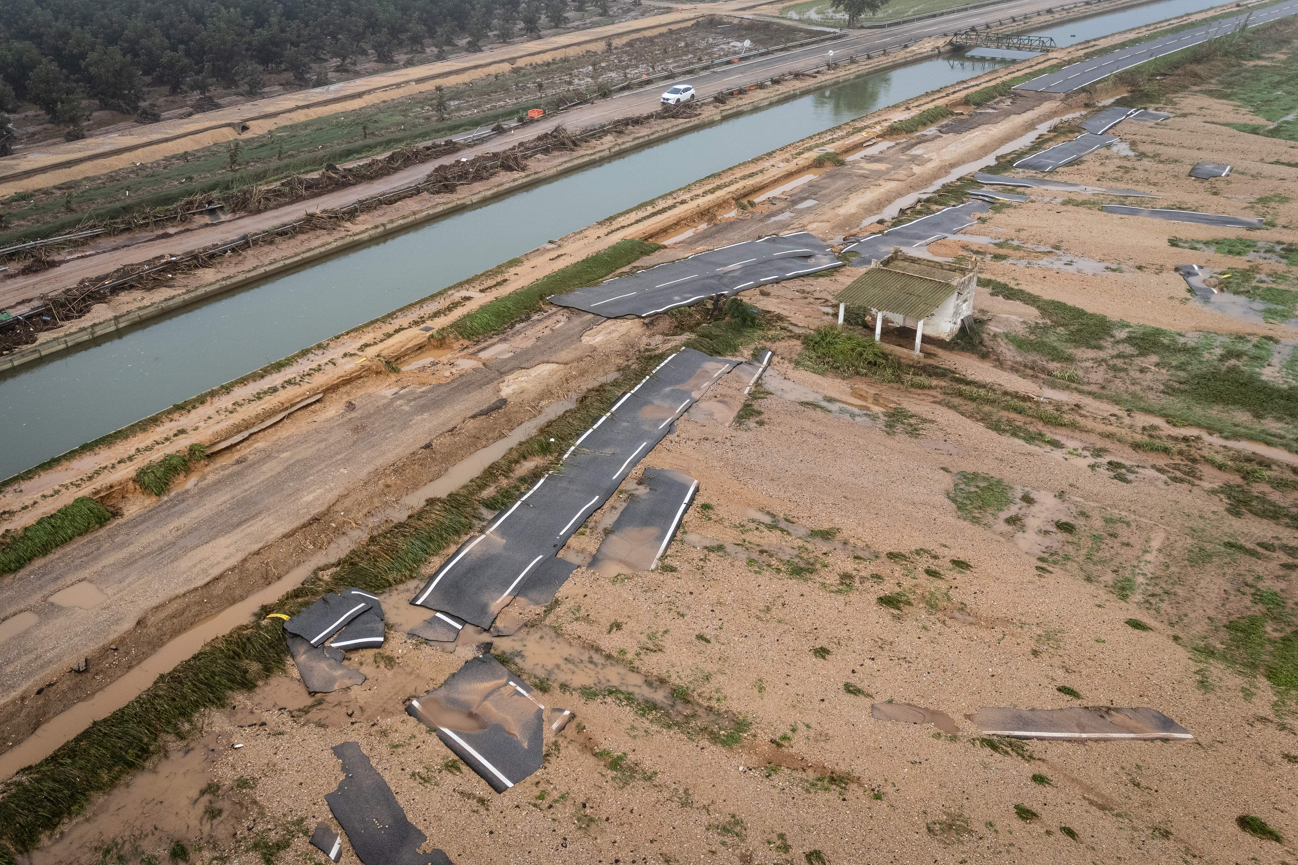 Los destrozos del temporal en las Terres de l'Ebre captados a vista de pájaro