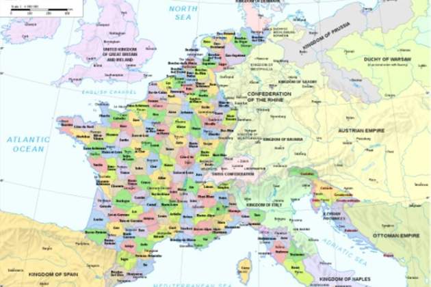 Mapa del Primer Imperi francès. Font Cambridge History Modern Atlas Mapa del Primer Imperi francès. Font Cambridge History Modern Atlas