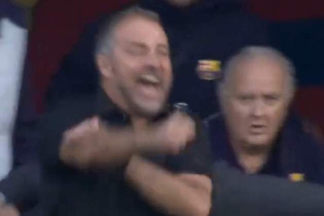 Hansi Flick celebra amb una botifarra al Barça - Girona Hansi Flick celebra amb una botifarra al Barça - Girona