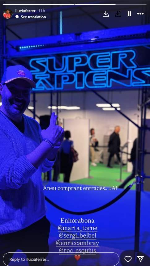 Llucià Ferrer a l'estrena de 'Super sapiens' IG Llucià Ferrer a l'estrena de 'Super sapiens' IG