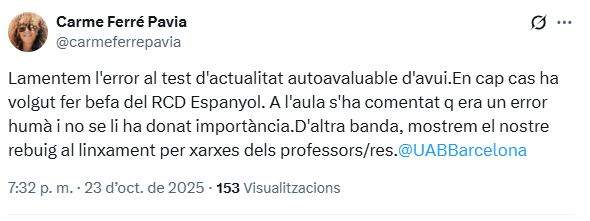 La respuesta de la profesora a la indignación en las redes sociales La respuesta de la profesora a la indignación en las redes sociales