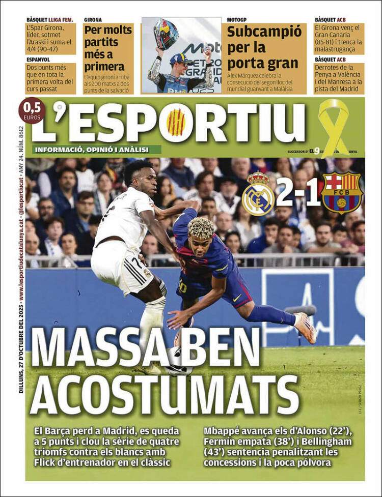 L'Esportiu portada 27 10 2025 L'Esportiu portada 27 10 2025