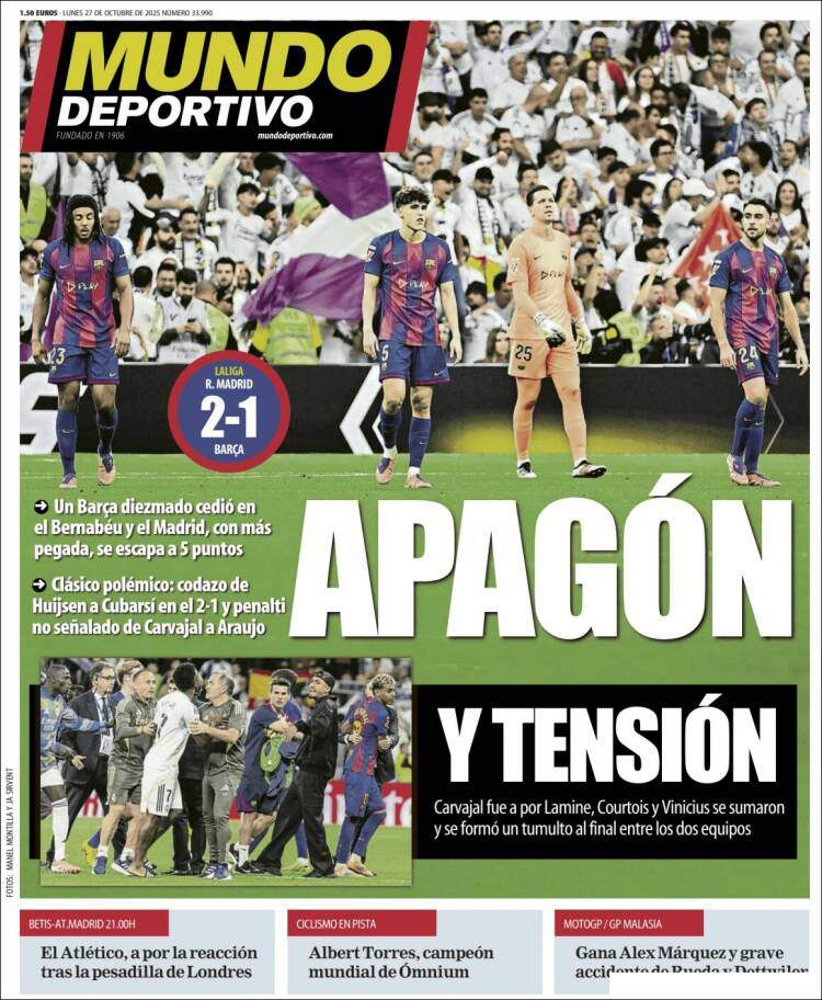 Mundo Deportivo portada 27 10 2025 Mundo Deportivo portada 27 10 2025