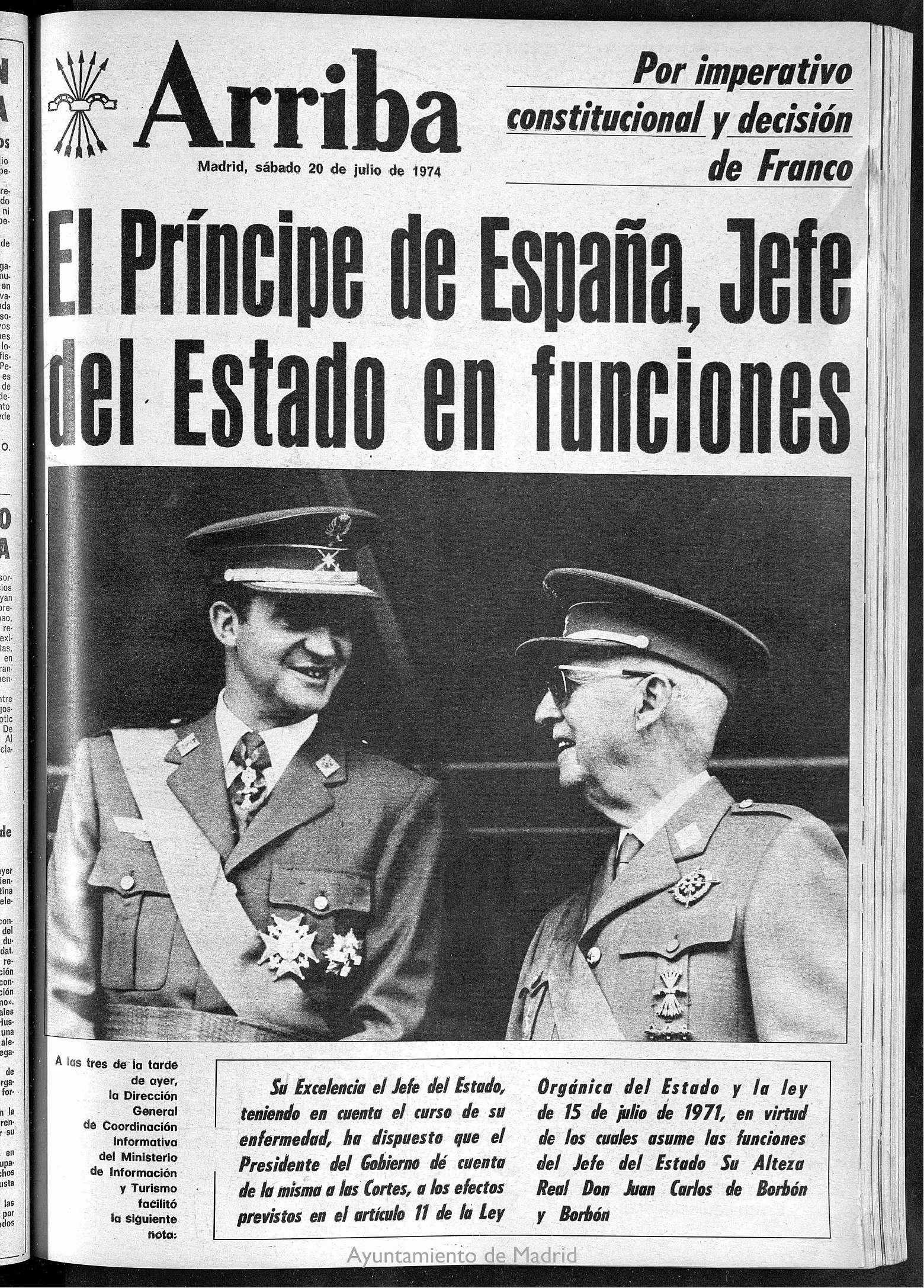 Arriba del 20 de julio de 1974 Juan Carlos Jefe Estado en Funciones page 0001 Arriba del 20 de julio de 1974 Juan Carlos Jefe Estado en Funciones page 0001