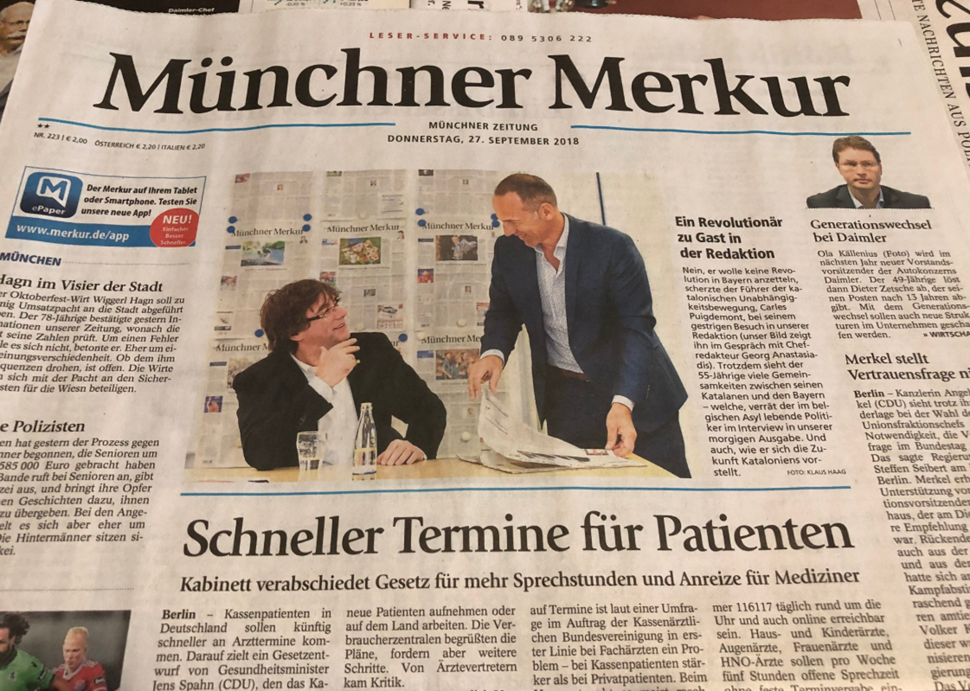 El 'Merkur' de Munic i Puigdemont: "Un revolucionari ens visita"