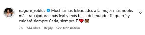 Comentario a la publicación de Flila  / Instagram Comentario a la publicación de Flila  / Instagram