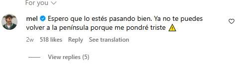 Un altre comentari a xarxes de Castillo /  Instagram Un altre comentari a xarxes de Castillo /  Instagram