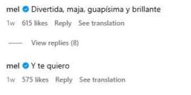 Comentaris Mel a Anna Castillo  / Instagram Comentaris Mel a Anna Castillo  / Instagram