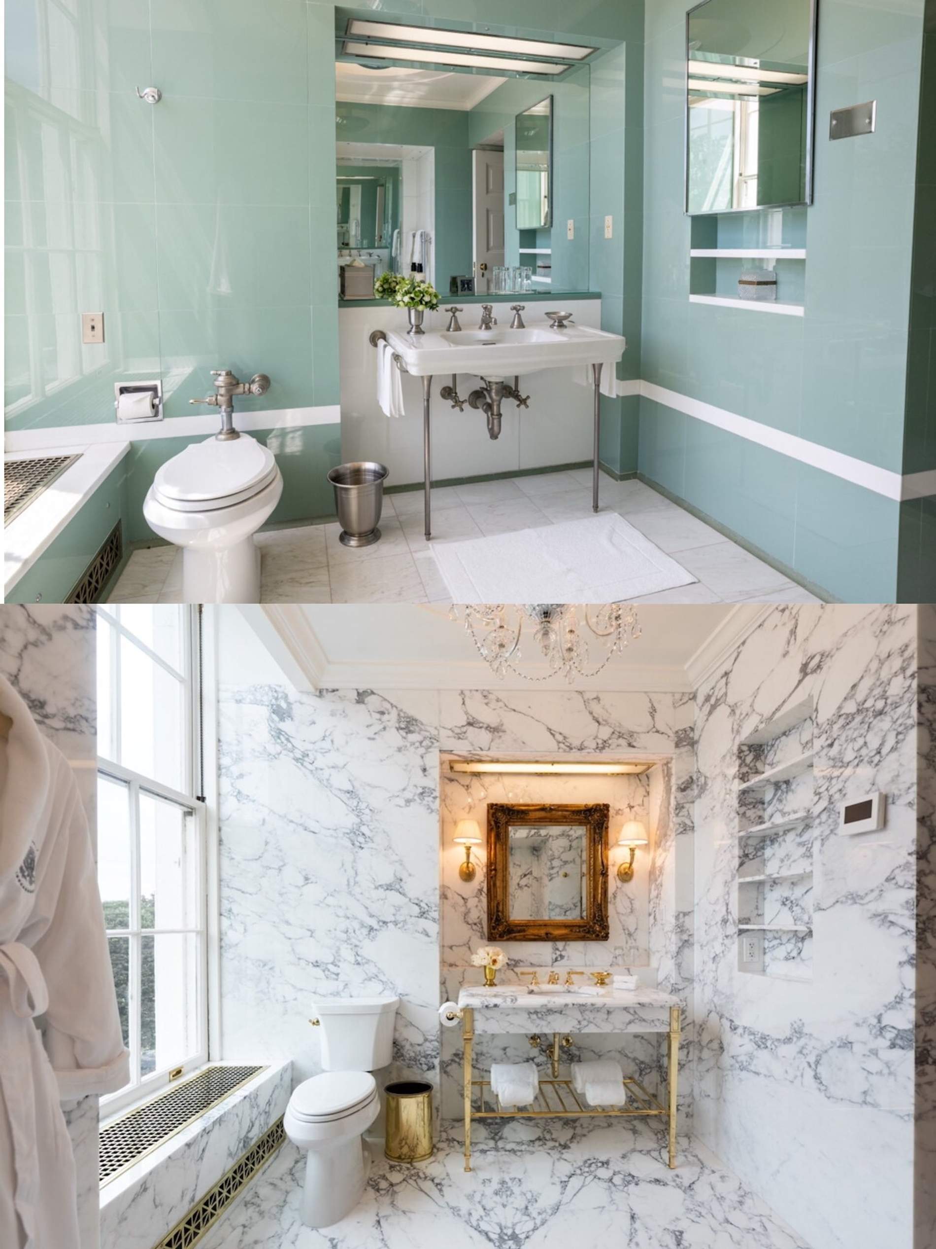 Trump sigue con las reformas en la Casa Blanca: así era el histórico baño Lincoln y así es ahora