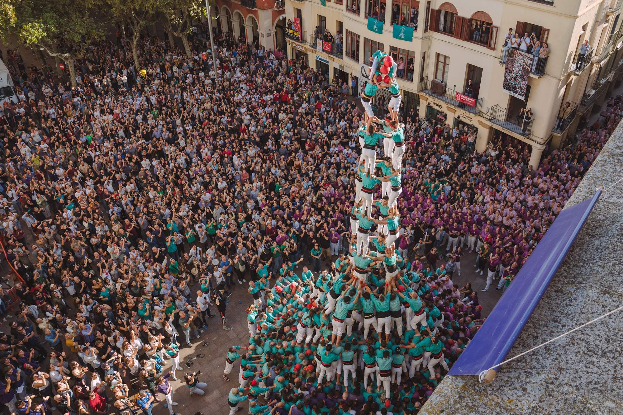 Histórica actuación de los Castellers de Vilafranca con cuatro construcciones de gama extra insólitas