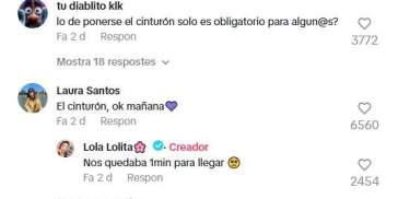Comentarios en el vídeo de Lolita  / Tiktok