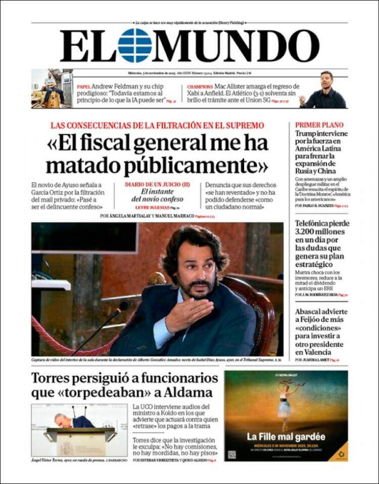 El Mundo, 5 novembre 2025 El Mundo, 5 novembre 2025