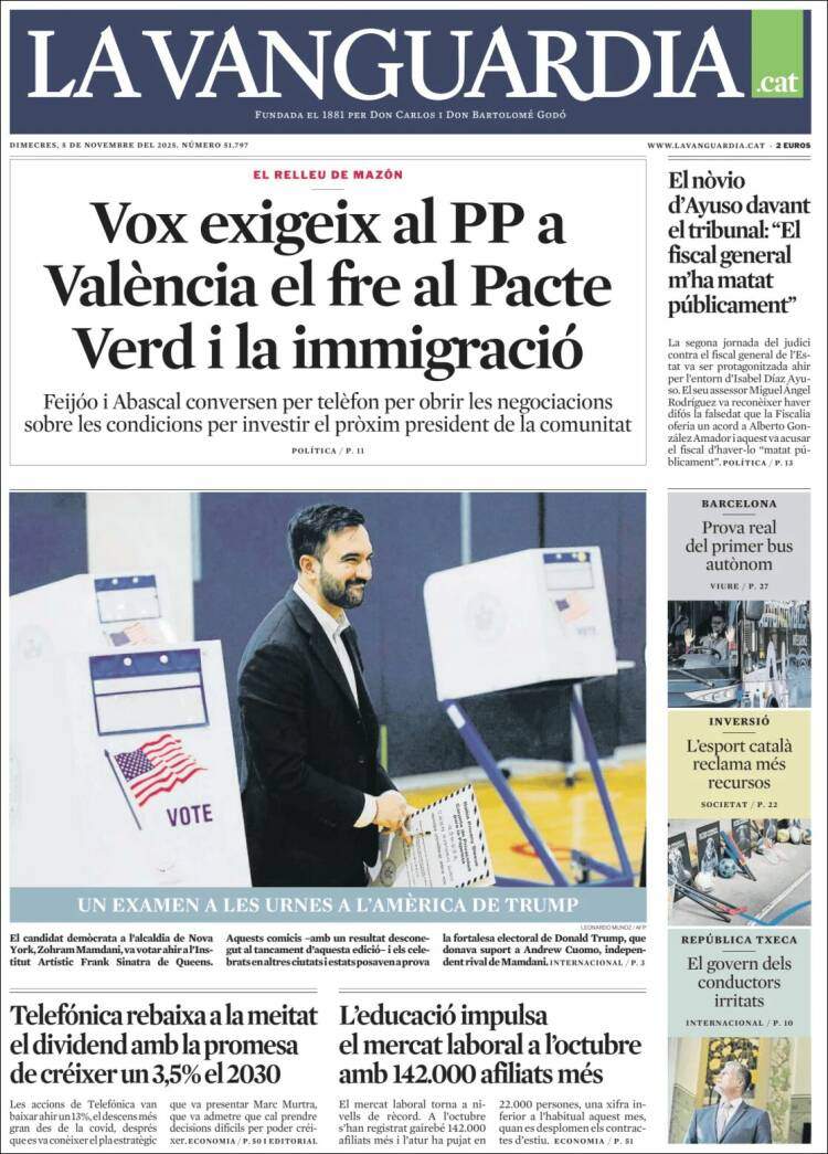 La Vanguardia, 5 novembre 2025 La Vanguardia, 5 novembre 2025