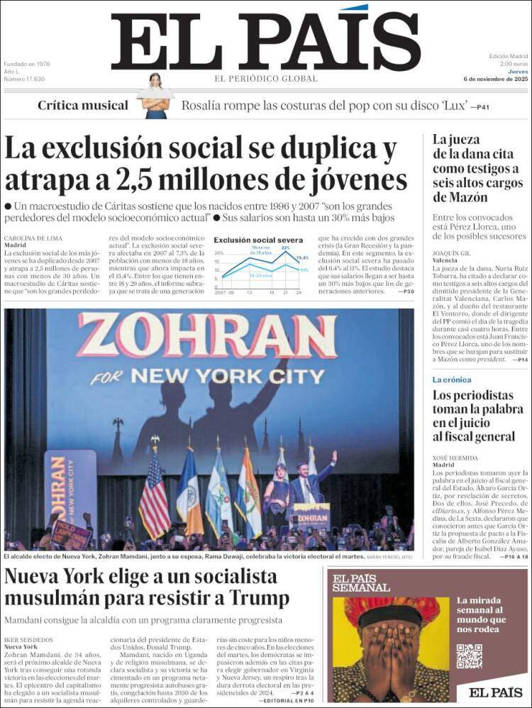 El Pais, 6 novembre 2025 El Pais, 6 novembre 2025