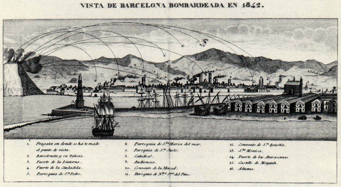 Bombardeig sobre Barcelona (1842). Font Wikimedia