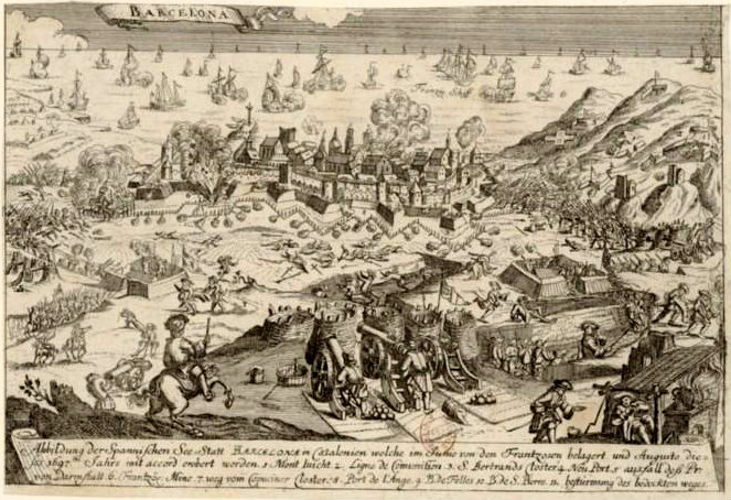 Grabado del asedio de Barcelona (1697). Fuente Instituto Catalán de Cartografía (1)