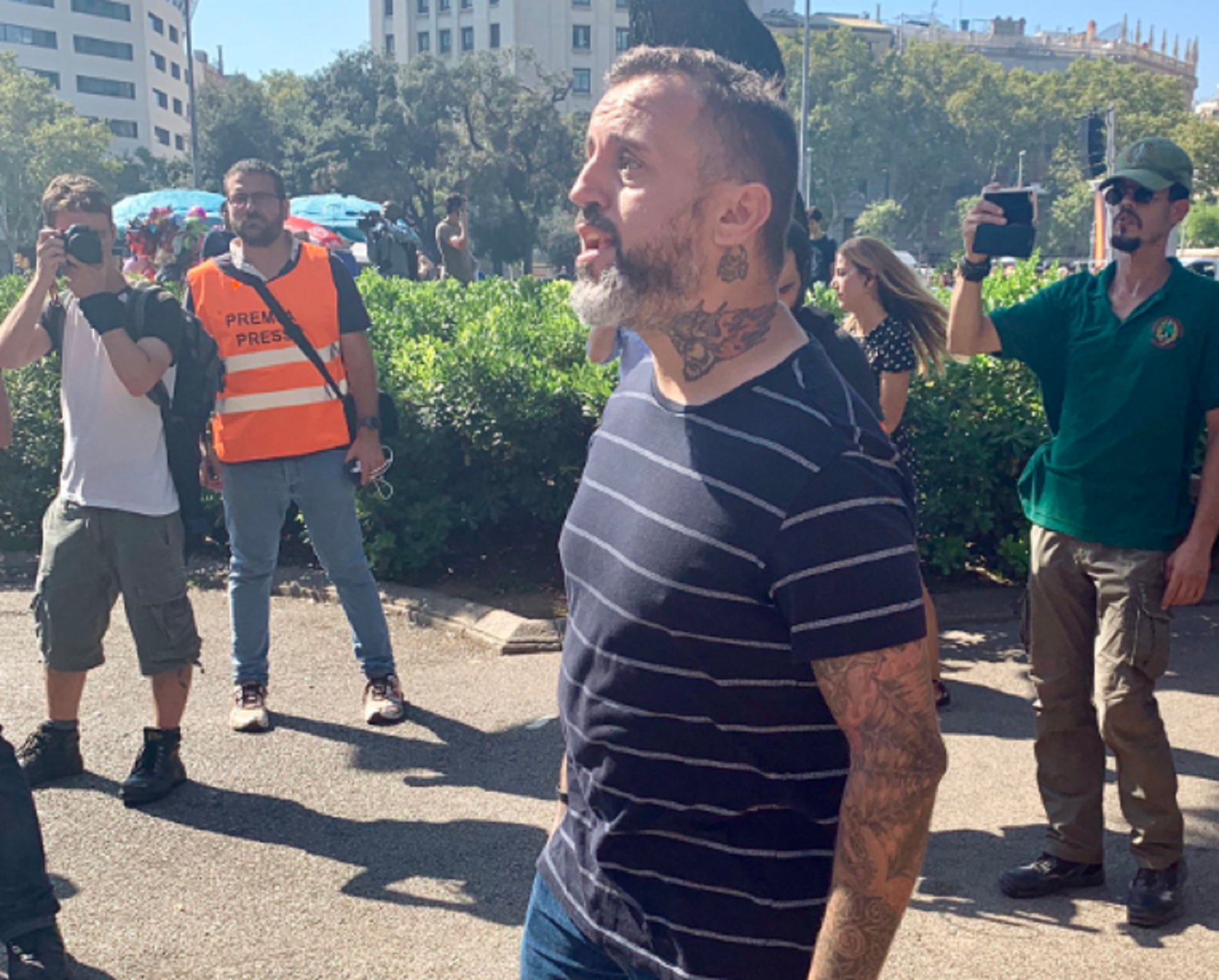 Nazi tattoo on display at Spanish police rally in Barcelona