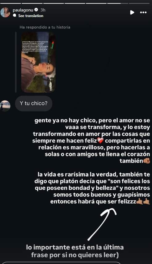 Storie ruptura Paula Gonu   Instagram