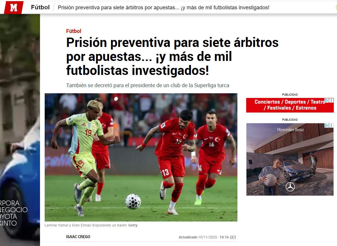 Noticia de corrupción con foto de Lamine, Marca