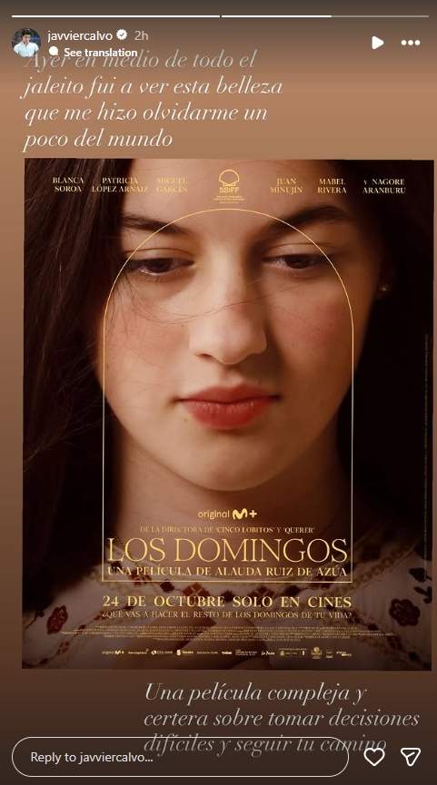 El storie de Javier Calvo després de la ruptura   Instagram