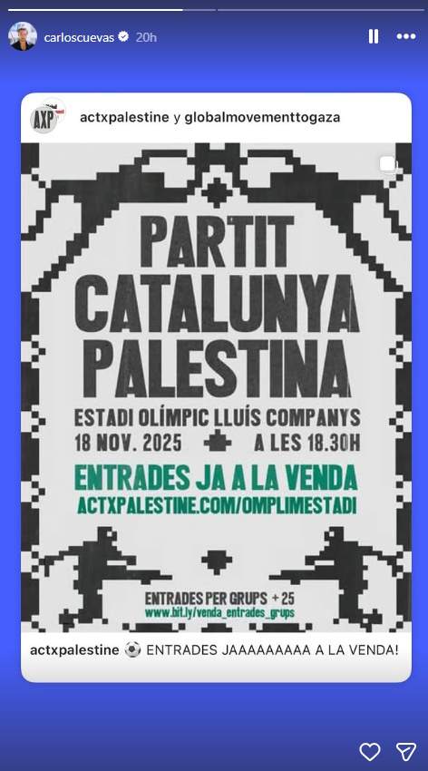Carlos Cuevas a favor de las selecciones catalanas, Instagram