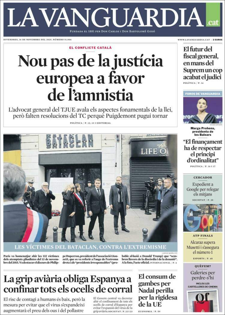 La Vanguardia, 14 novembre 2025