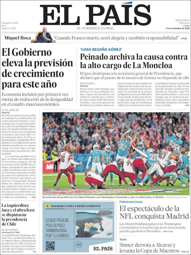 El Pais, 17 novembre 2025 El Pais, 17 novembre 2025