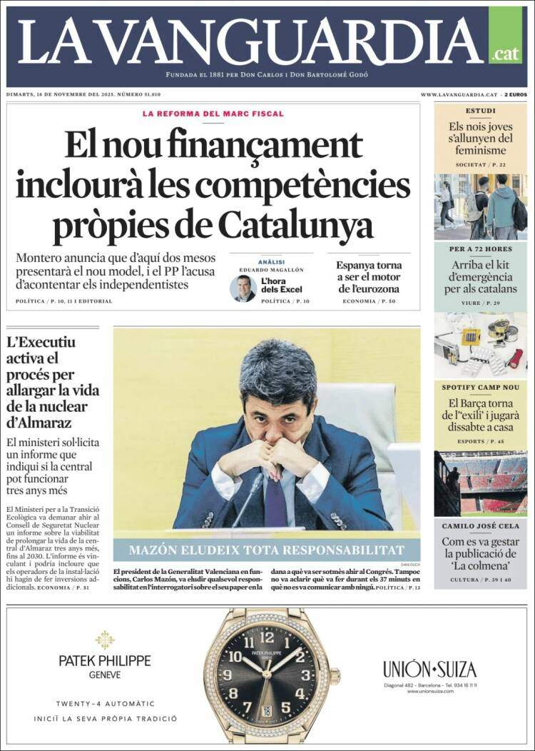 La Vanguardia, 18 novembre 2025 La Vanguardia, 18 novembre 2025