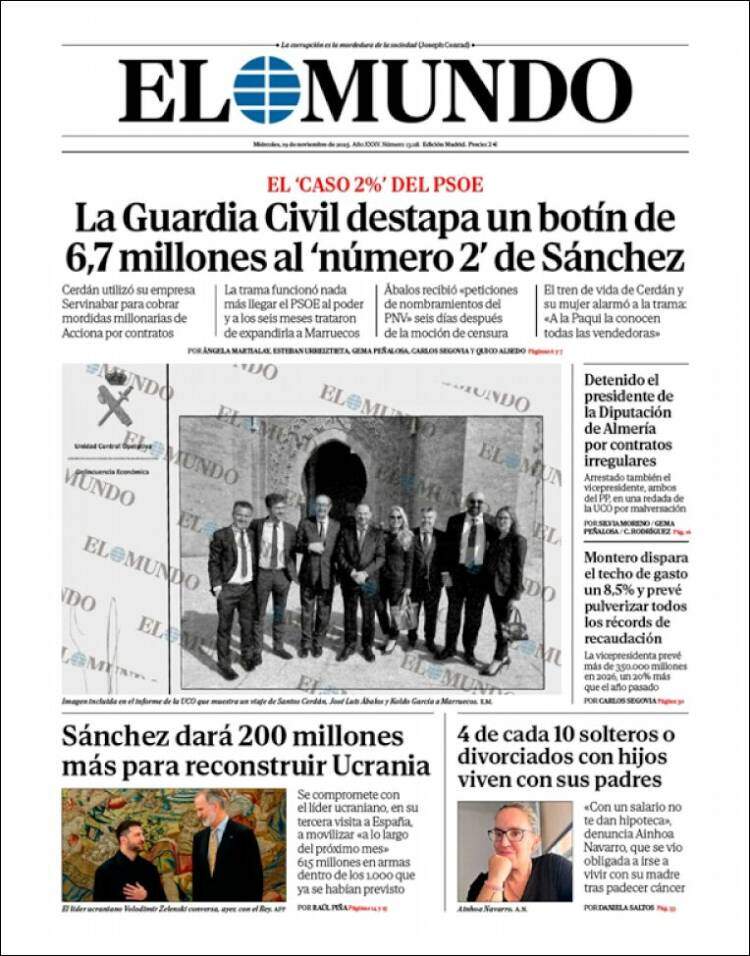 El Mundo, 19 novembre 2025 El Mundo, 19 novembre 2025