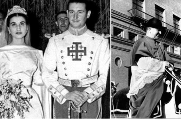 La filla i el gendre de Franco, marquesos de Villaverde, i l'arquebisbe de Saragossa / Font: Pinterest