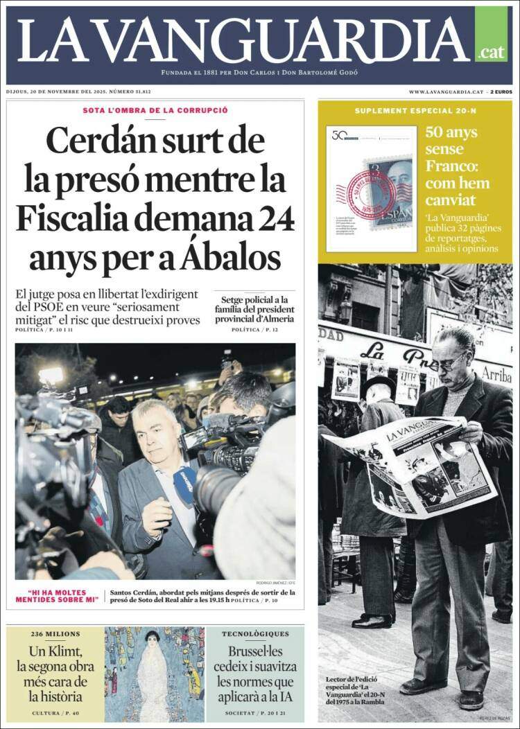 La Vanguardia, 20 novembre 2025 La Vanguardia, 20 novembre 2025