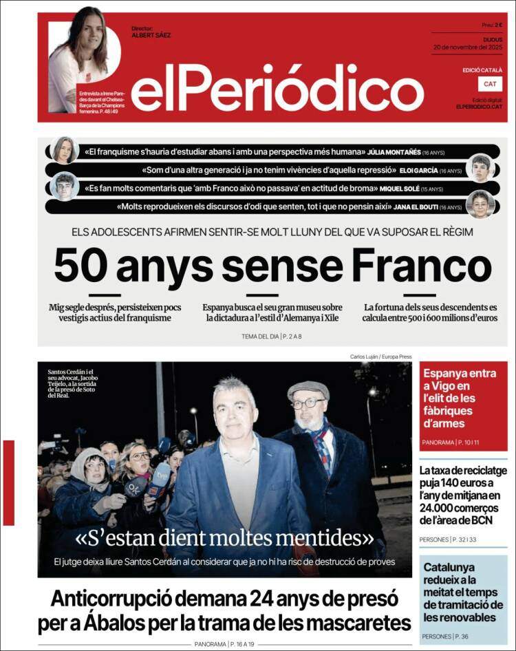 El Periodico, 20 novembre 2025 El Periodico, 20 novembre 2025