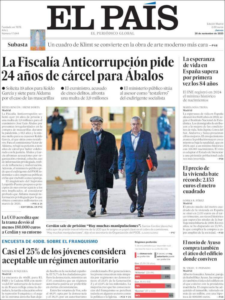 El Pais, 20 novembre 2025 El Pais, 20 novembre 2025