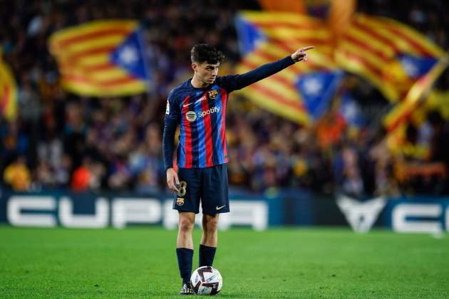 Pedri, durante un partido en el Spotify Camp Nou / Foto: Europa Press