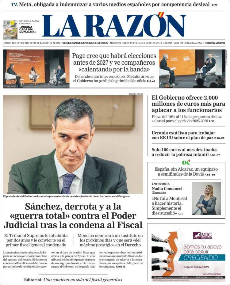 La Razon, 21 novembre 2025