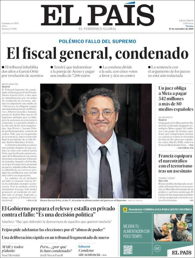 El Pais, 21 novembre 2025