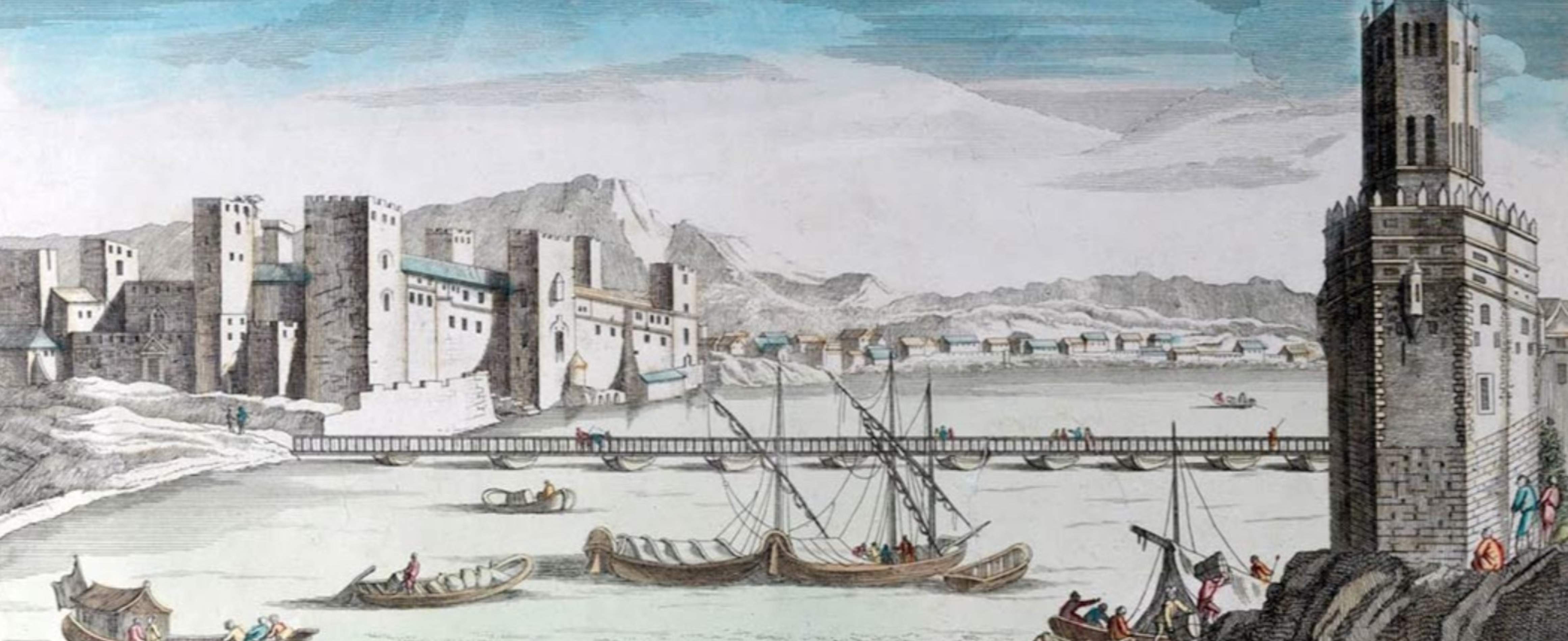 Grabado del puente de Triana (siglo XVI). Fuente Universidad de Sevilla Grabado del puente de Triana (siglo XVI). Fuente Universidad de Sevilla