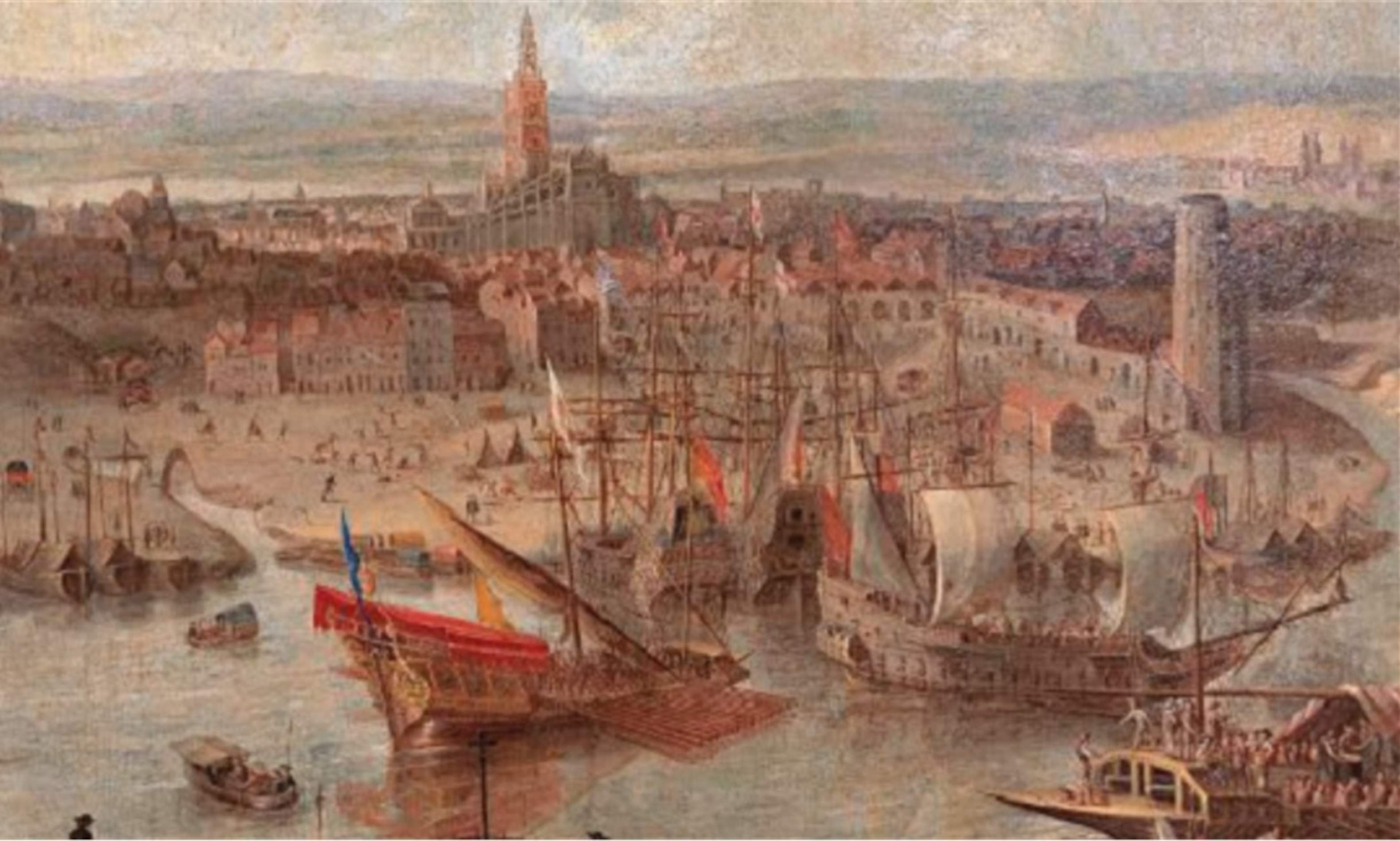 Representación del puerto de Sevilla (siglo XVI). Fuente Universidad de Sevilla Representación del puerto de Sevilla (siglo XVI). Fuente Universidad de Sevilla