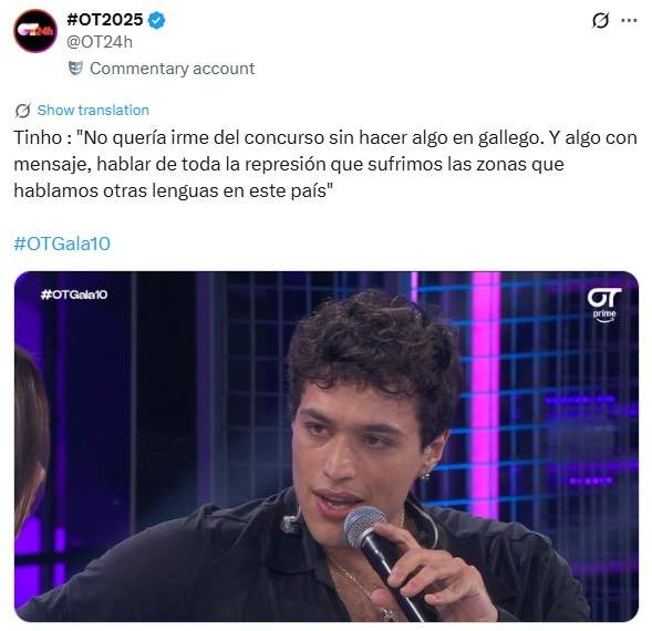 Tinho reivindicant les llengües a OT Prime