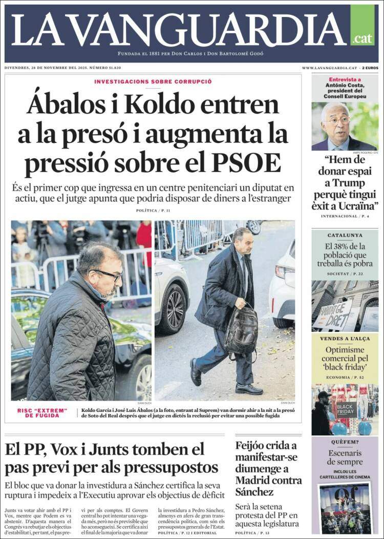 La Vanguardia, 28 novembre 2025