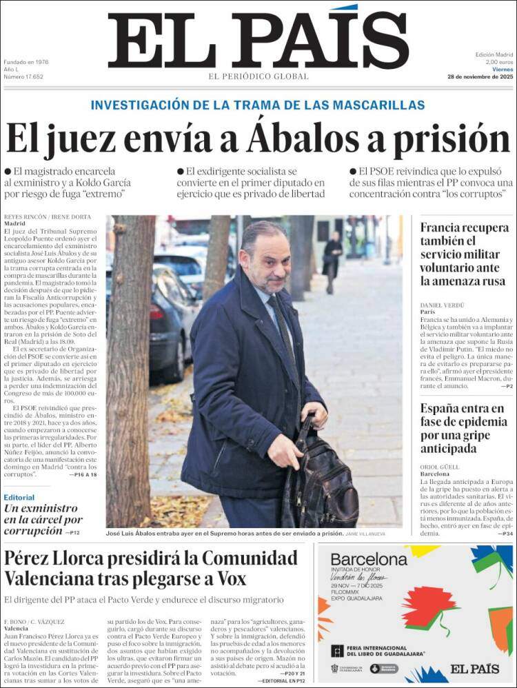 El Pais, 28 novembre 2025