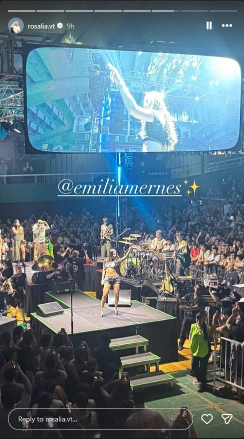 Storie de Rosalía a l'espectacle Cindy Cats a l'Argentina / Instagram Storie de Rosalía a l'espectacle Cindy Cats a l'Argentina / Instagram
