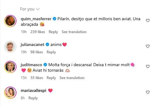 Comentaris vídeo Pilarín Bayés   Instagram