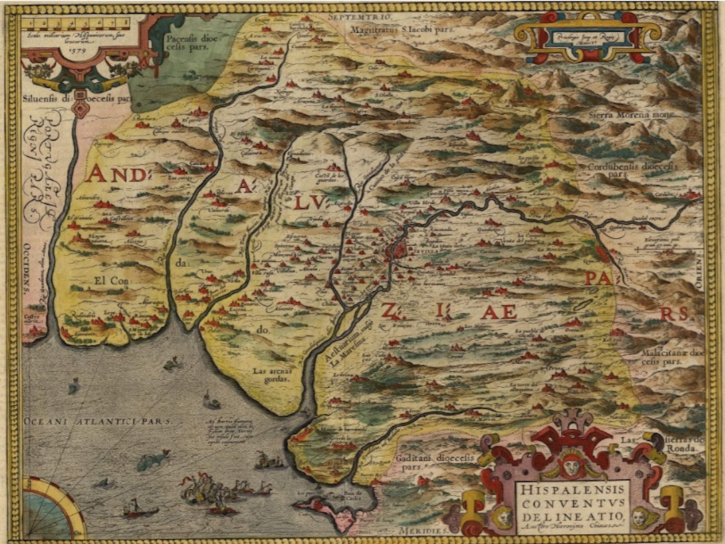 Mapa de la Baixa Andalusia (1579). Font Cartoteca de Catalunya Mapa de la Baixa Andalusia (1579). Font Cartoteca de Catalunya