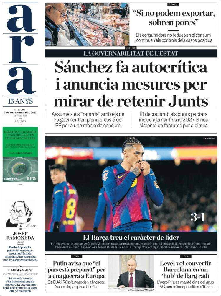 Ara, 3 desembre 2025