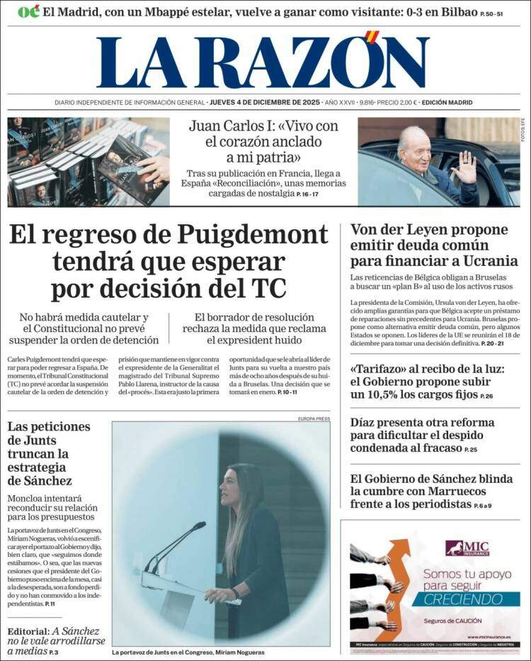La Razon, 4 desembre 2025 La Razon, 4 desembre 2025