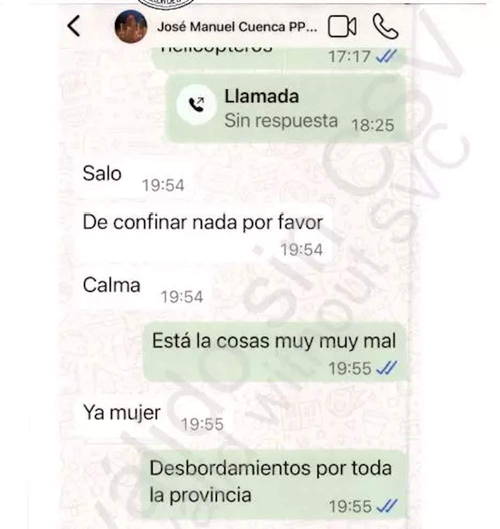 Missarte entre el cap de Gabinet de Mazón i Pradasl