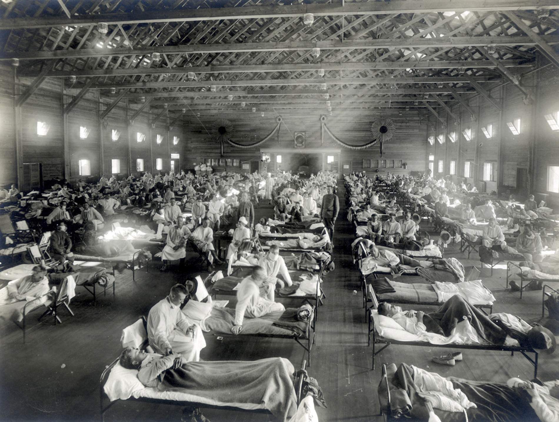 The Spanish Influenza. Emergency military hospital during influenza epidemic Camp Funston Kansas United States National Museum of Health and Medicine 1 1