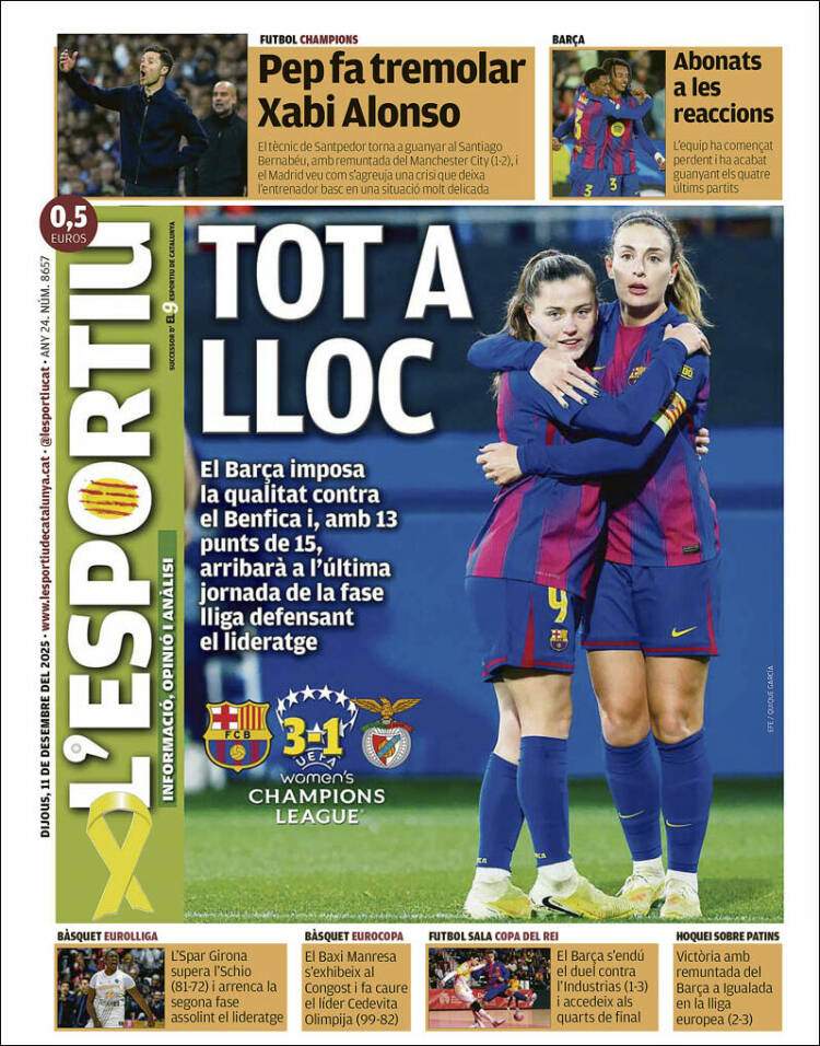 L'Esportiu portada 11 12 2025 L'Esportiu portada 11 12 2025