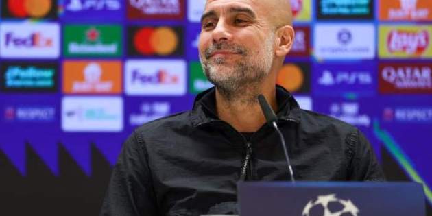 Pep Guardiola, en la sala de prensa del Bernabéu Pep Guardiola, en la sala de prensa del Bernabéu